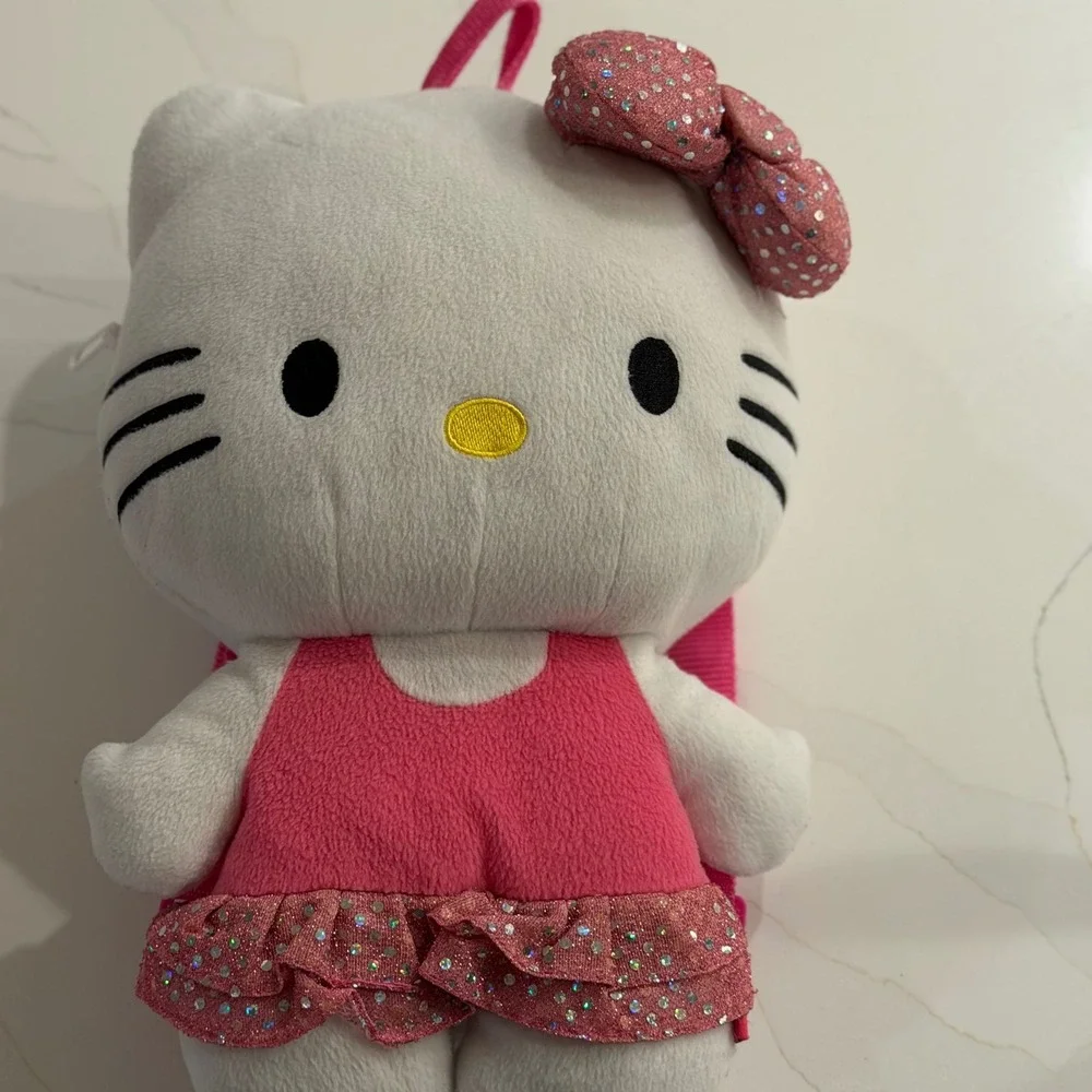 Sanrio Hello Kitty‎ Plush Backpack Pink Ballerina Tutu Glitter Bow Adjustable